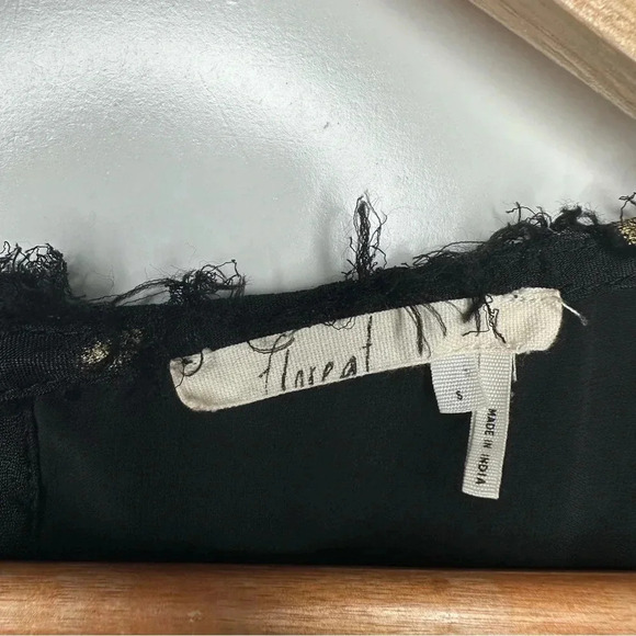 Floreat Anthropologie Everafter Black Metallic Gold Polka Dot Blouse Size Small - Picture 8 of 13